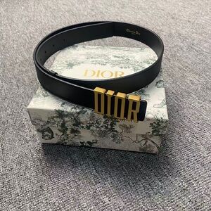 Dior Gold Logo Buckle Leather Belt Black 85cm 34in